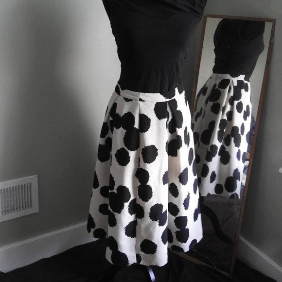 Dresses & Skirts - Tea length black polka dot skirt.
